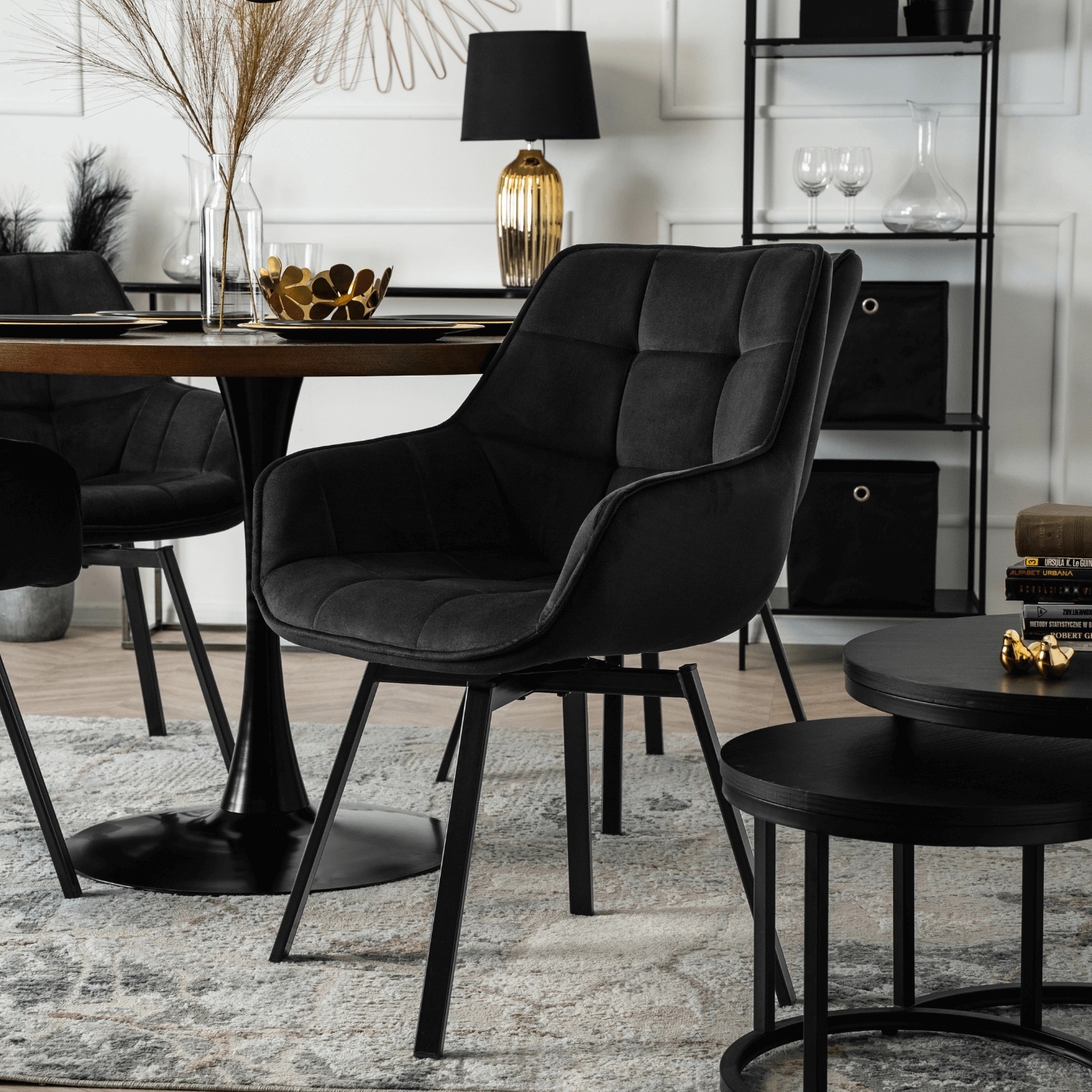 Pikowane krzesło obrotowe z lamówką Luna - obrazek 4